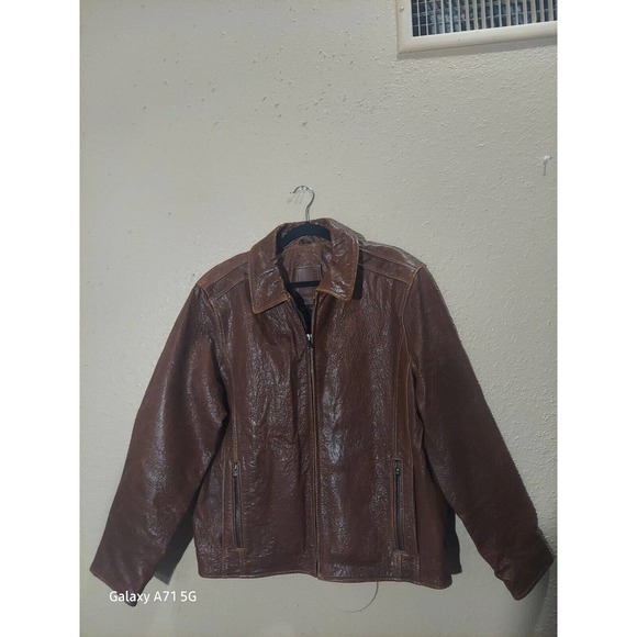 Robert Comstock Vertical Men's Brown Leather Jacket. Sz. L. Cond. Very Good - Picture 1 of 3